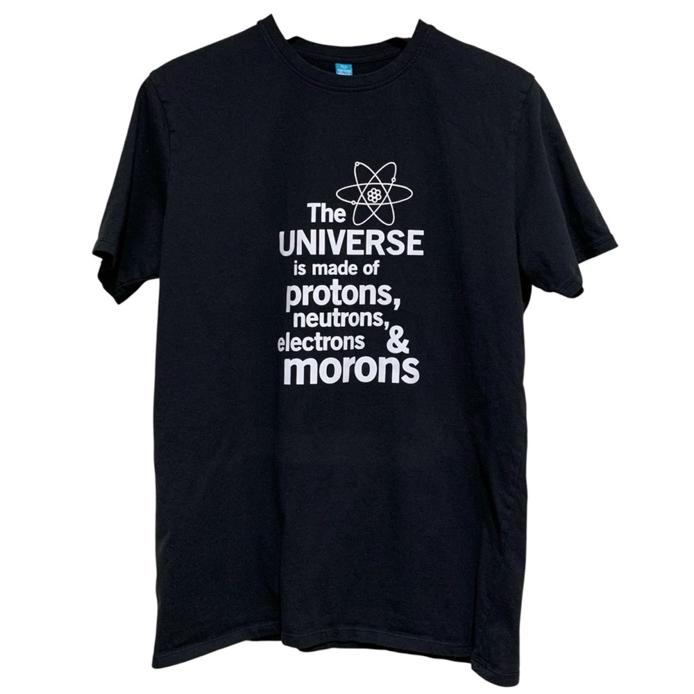 Spread Shirt Black Graphic T-Shirt Science Print Size Large Humorous Fun Moron